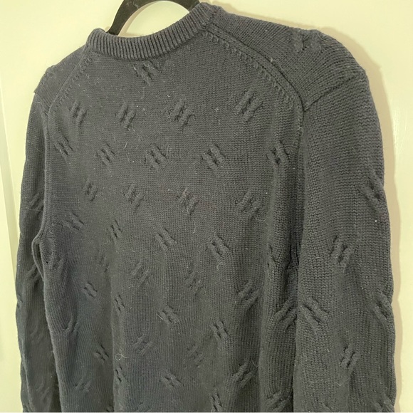 Men Reiss Textured Sweater Navy Blue, Small - Picture 4 of 6